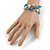 Blue/ Natural Shell Nugget Multistrand Coiled Flex Bracelet in Silver Tone - Adjustable - view 2