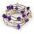 Purple/ Natural Shell Nugget Multistrand Coiled Flex Bracelet in Silver Tone - Adjustable - view 5