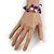 Purple/ Natural Shell Nugget Multistrand Coiled Flex Bracelet in Silver Tone - Adjustable - view 2