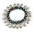 Peacock Glass Bead Silver Tone Charm Flex Bracelet - 17cm L