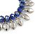 Blue Glass Bead Silver Tone Charm Flex Bracelet - 17cm L - view 3