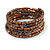 Bronze Brown Acrylic Bead Multistrand Coiled Flex Bracelet - Adjustable - view 3