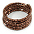 Bronze Brown Acrylic Bead Multistrand Coiled Flex Bracelet - Adjustable - view 4