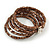 Bronze Brown Acrylic Bead Multistrand Coiled Flex Bracelet - Adjustable - view 5