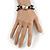 Fancy 2 Strand Black Glass and Silver Metal Beads Flex Bracelet - 17cm L - view 2