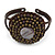 Black/ Bronze Shell Bead, Dome Shape Woven Flex Cuff Bracelet - Adjustable - view 5