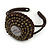 Black/ Bronze Shell Bead, Dome Shape Woven Flex Cuff Bracelet - Adjustable - view 6