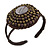 Black/ Bronze Shell Bead, Dome Shape Woven Flex Cuff Bracelet - Adjustable