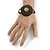 Black/ Bronze Shell Bead, Dome Shape Woven Flex Cuff Bracelet - Adjustable - view 2