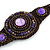 Handmade Bronze/ Purple Bead, Shell Brown Cotton Cord Bracelet - For Small Wrists - 15cm Long - view 3
