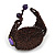 Handmade Bronze/ Purple Bead, Shell Brown Cotton Cord Bracelet - For Small Wrists - 15cm Long - view 5