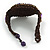Handmade Bronze/ Purple Bead, Shell Brown Cotton Cord Bracelet - For Small Wrists - 15cm Long - view 6