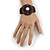 Handmade Bronze/ Purple Bead, Shell Brown Cotton Cord Bracelet - For Small Wrists - 15cm Long - view 2
