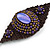 Handmade Bronze/ Purple Bead, Shell Brown Cotton Cord Bracelet - For Small Wrists - 15cm Long - view 3