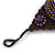 Handmade Bronze/ Purple Bead, Shell Brown Cotton Cord Bracelet - For Small Wrists - 15cm Long - view 4