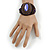 Handmade Bronze/ Purple Bead, Shell Brown Cotton Cord Bracelet - For Small Wrists - 15cm Long - view 2