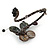 Black/ Dark Grey Sea Shell Bead Butterfly Silver Wire Flex Cuff Bracelet - Adjustable - view 5