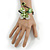 Green Sea Shell Bead Butterfly Silver Wire Flex Cuff Bracelet - Adjustable - view 2