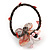 Pastel Pink Sea Shell Bead Butterfly Silver Wire Flex Cuff Bracelet - Adjustable - view 3
