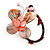 Pastel Pink Sea Shell Bead Butterfly Silver Wire Flex Cuff Bracelet - Adjustable - view 4