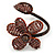 Plum Glass Bead Flower Copper Wire Flex Cuff Bracelet - Adjustable - view 4