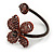 Plum Glass Bead Flower Copper Wire Flex Cuff Bracelet - Adjustable - view 5