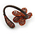 Plum Glass Bead Flower Copper Wire Flex Cuff Bracelet - Adjustable - view 6