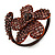 Plum Glass Bead Flower Copper Wire Flex Cuff Bracelet - Adjustable - view 3
