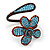 Light Blue Glass Bead Flower Copper Wire Flex Cuff Bracelet - Adjustable - view 4