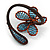 Light Blue Glass Bead Flower Copper Wire Flex Cuff Bracelet - Adjustable - view 5