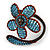 Light Blue Glass Bead Flower Copper Wire Flex Cuff Bracelet - Adjustable - view 6