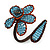 Light Blue Glass Bead Flower Copper Wire Flex Cuff Bracelet - Adjustable - view 7