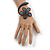 Light Blue Glass Bead Flower Copper Wire Flex Cuff Bracelet - Adjustable - view 3
