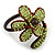 Light Green Glass Bead Flower Copper Wire Flex Cuff Bracelet - Adjustable - view 4