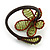 Light Green Glass Bead Flower Copper Wire Flex Cuff Bracelet - Adjustable - view 5