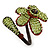 Light Green Glass Bead Flower Copper Wire Flex Cuff Bracelet - Adjustable - view 6