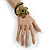 Light Green Glass Bead Flower Copper Wire Flex Cuff Bracelet - Adjustable - view 2