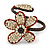 Off White Glass Bead Flower Copper Wire Flex Cuff Bracelet - Adjustable