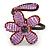 Pink Lilac Glass Bead Flower Copper Wire Flex Cuff Bracelet - Adjustable - view 3