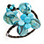 Light Blue Sea Shell Bead Butterfly Silver Wire Flex Cuff Bracelet - Adjustable - view 5