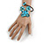 Light Blue Sea Shell Bead Butterfly Silver Wire Flex Cuff Bracelet - Adjustable - view 2