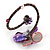 Purple/ Pink Sea Shell Bead Butterfly Silver Wire Flex Cuff Bracelet - Adjustable - view 4