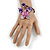 Purple/ Pink Sea Shell Bead Butterfly Silver Wire Flex Cuff Bracelet - Adjustable - view 2