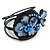 Dark Blue Shell Bead Flower Wired Flex Bracelet - Adjustable - view 3