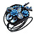 Dark Blue Shell Bead Flower Wired Flex Bracelet - Adjustable - view 5