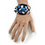 Dark Blue Shell Bead Flower Wired Flex Bracelet - Adjustable - view 2