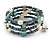 Multistrand Glass, Shell, Faux Pearl Bead Flex Bracelet (Hematite, Blue, Off White) - 17cm L - view 3