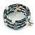 Multistrand Glass, Shell, Faux Pearl Bead Flex Bracelet (Hematite, Blue, Off White) - 17cm L - view 4