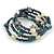 Multistrand Glass, Shell, Faux Pearl Bead Flex Bracelet (Hematite, Blue, Off White) - 17cm L - view 5