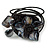 Black Shell Bead Flower Wired Flex Bracelet - Adjustable - view 4